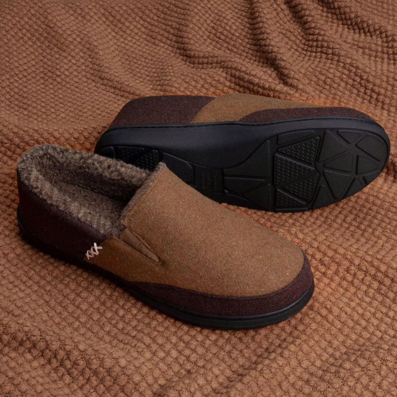 Zigzagger Men's Comfy Wool Slippers Indoor Outdoor House Shoes, Warm Soft Fur Fuzzy Fleece Lined Memory Foam Sole with Suede Upper,Coffee,11 US - Image 4